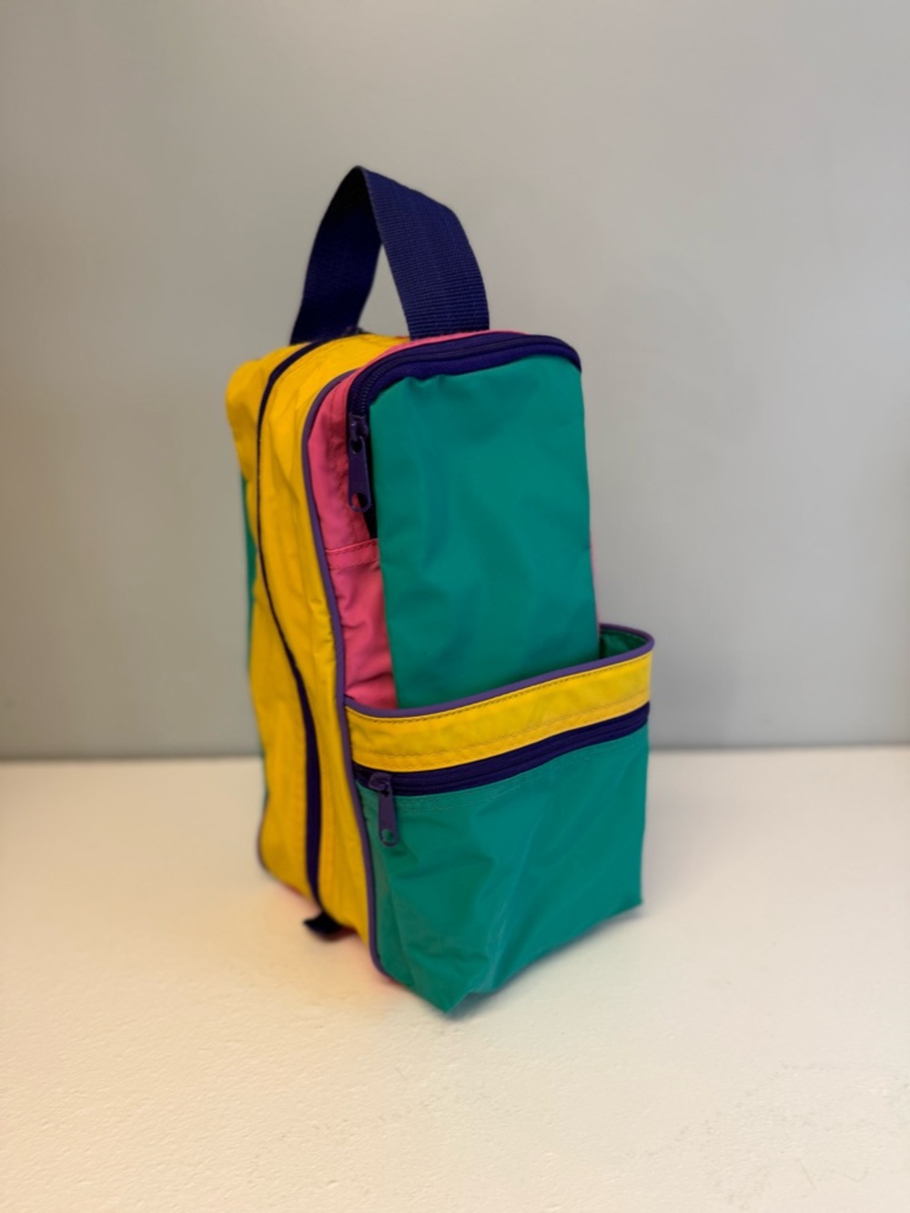 VTG Avon Color Block Shoe Bag, 2 Pockets, 3 Zip Compartments, 12 x 7 x 6